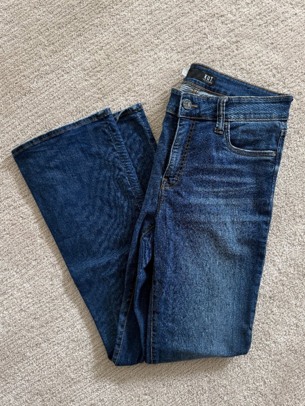 Kut from the Kloth Natalie High Rise Bootcut Jeans, Excel w/ Dark Stone Base, 8